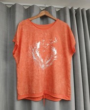 Ladies Made In Italy Orange Lagenlook Top Blouse One Size 14 16 Adjustable Hem