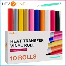 10 Rolls HTV Heat Transfer Vinyl Bundle Iron On Transfer for T-shirt 12" x 5ft