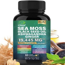 Sea Moss,Black Seed Oil,Ashwagandha, Ginger Capsules - Immune  Thyroid Care
