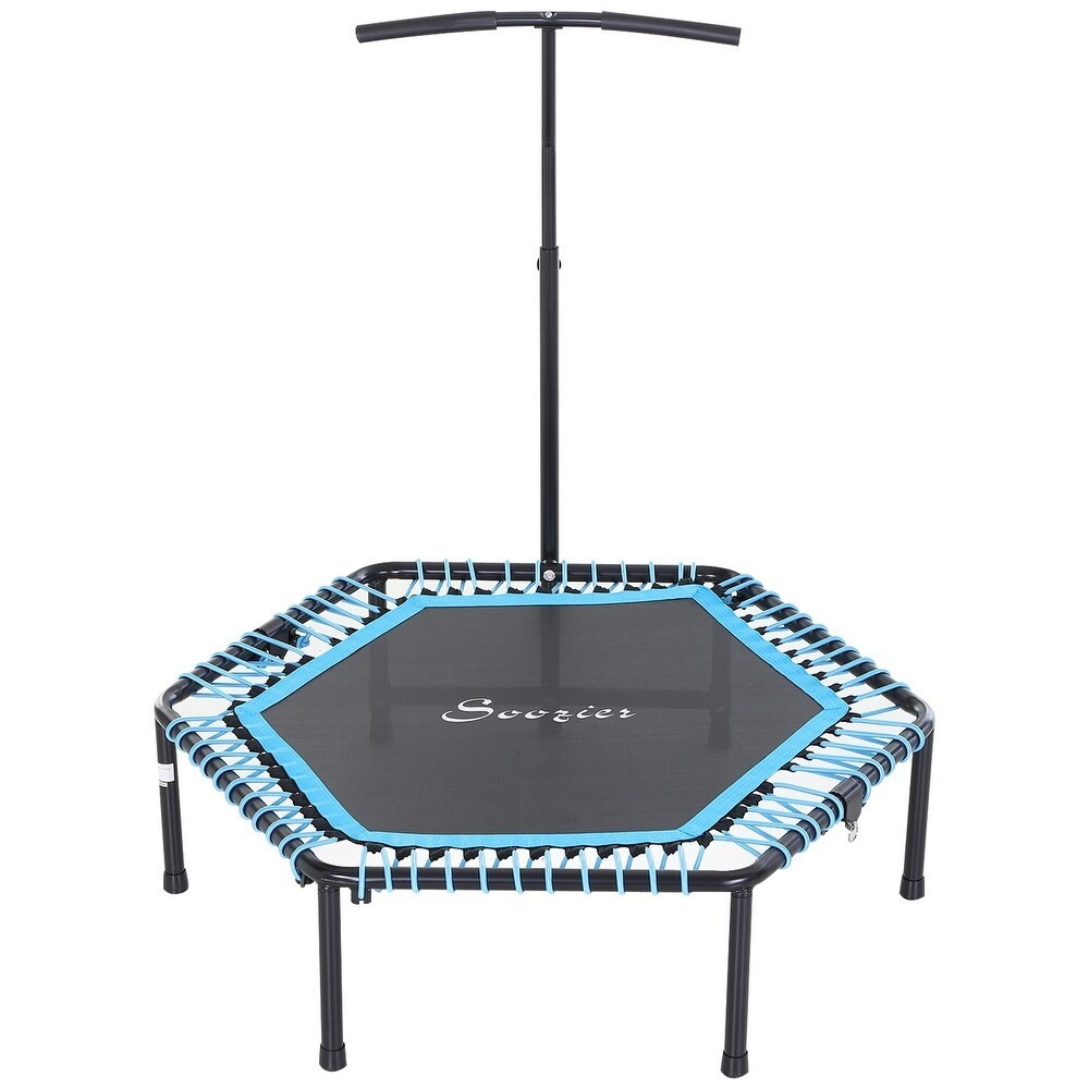 Soozier Portable & Foldable Small Exercise Trampoline 3-Level Adjustable T-Bar