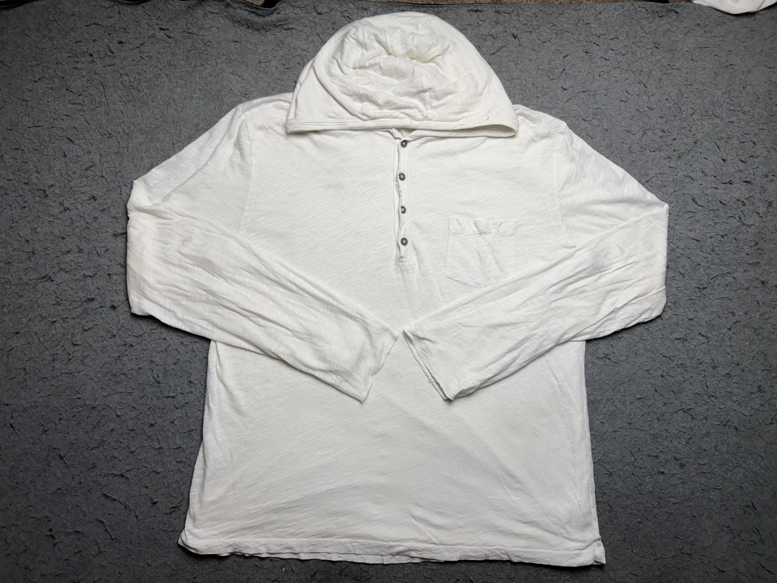 Vintage Polo Ralph Lauren Hoodie Mens XL White Henley Pima Cotton Thermal