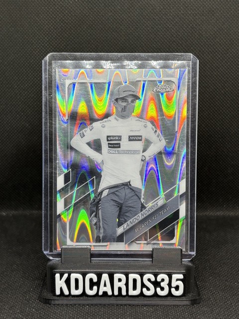 2021 Topps Chrome Formula 1 Lando Norris #52 Black & White RayWave Refractor
