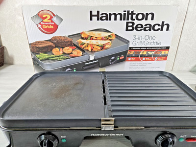 Hamilton Beach 3-In-1 GRILL  Electric Indoor Outdoor Grill/ Griddle Reversible