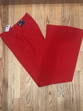 Express Red Flare Dress Pants Editor Flat Fro...