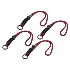 4Pcs Paracord Lanyard Keychain with Spring Ring, Black, Burgundy