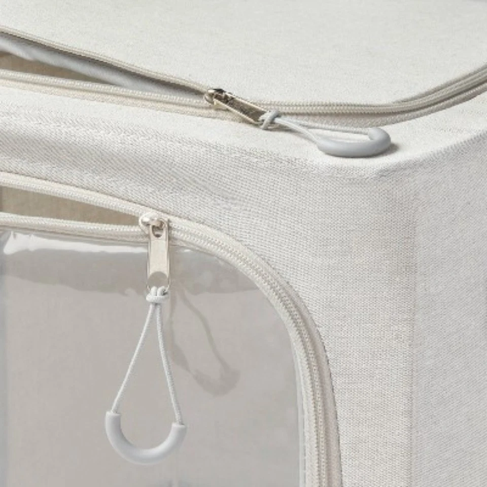 Set of 2 Zipper Fabric Storage Cubes Gray  - Image 3 of 4