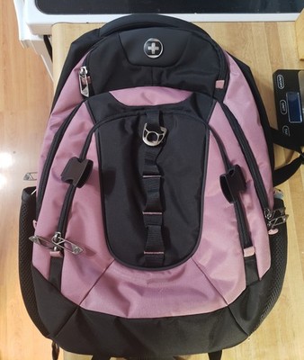 SwissDigital Design Pink/Black Hiking Backpack Zip Closure, Padded Straps