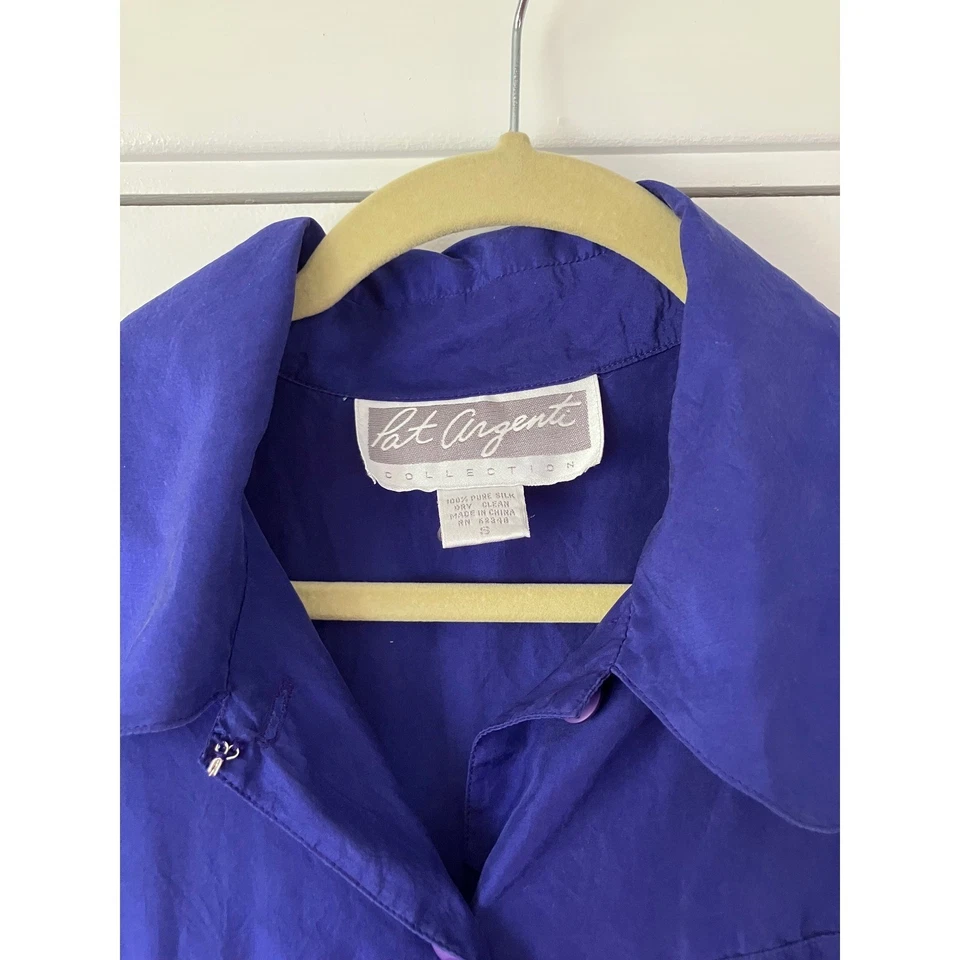 Conjunto Camisa y Pantalones de Seda Colección Pat Argenti Años 90 De Colección - Púrpura, Abotonada Foto 4 de 4