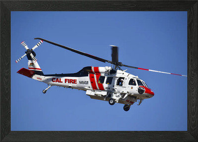 Cal Fire Copter 404 Launch gerahmtes Wandbild Poster Leinwanddruck Bild