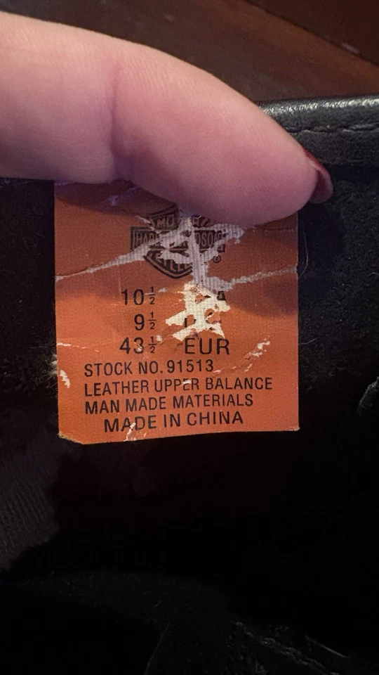 Harley Davidson Botas Hombre 10.5 Cuero Negro Bordado Arnés Moto Foto 4 de 4