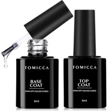 TOMICCA Base Coat Top Coat Gel UV Set, Primer UV Nagellack Base Und Top Coat Set