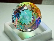 45+ Ct Mystic Topaz Rainbow Fire Round Faceted Cut Certified Gemstone