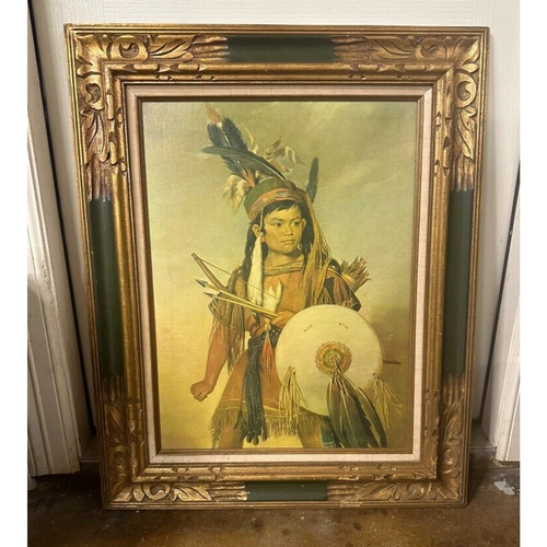 Indianer Seminolen Prinz Indianer Junge Nikkanochee Leinwanddruck gerahmt Vintage