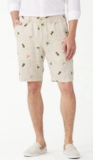 Tommy Bahama Mens Beige Flamingo Tango 100% Linen Resort Wear 10-Inch Shorts XL