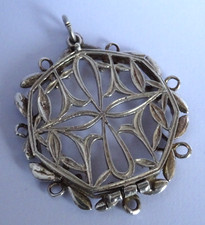 Unusual antique solid sterling silver hinged photo locket pendant