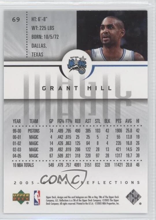 2005-06 Upper Deck NBA Reflections Grant Hill #69 HOF - Image 2 of 2