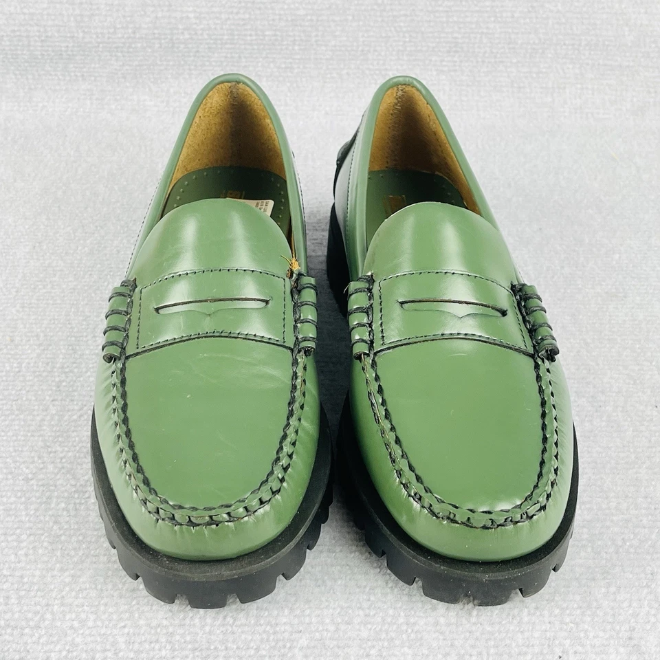 Sebago Dan Lug Women’s Loafers Green Chive Leather Penny Shoes EU40 US9 - Image 4 of 4