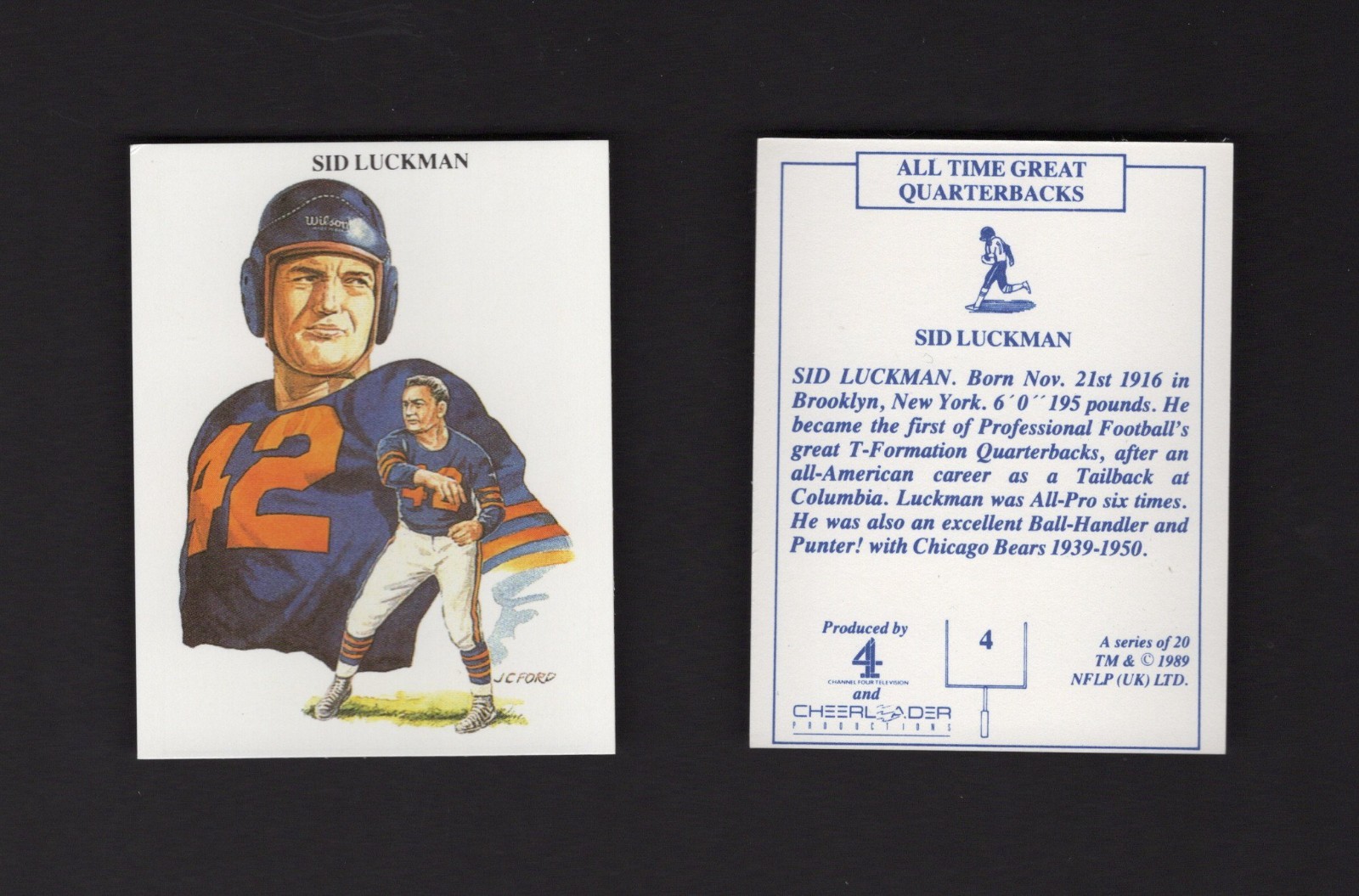 #4 SID LUCKMAN, Chicago Bears ~ Great QB's | 1989 Channel 4/Cheerleader Prod.