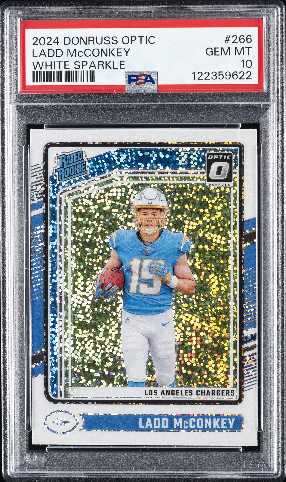 2024 PANINI DONRUSS OPTIC WHITE SPARKLE #266 LADD MCCONKEY PSA 10