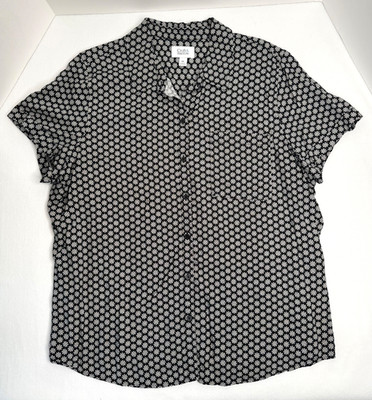 Croft & Barrow Short Sleeve V-Neck Button Up Blouse 100% Rayon Women's Size XXL