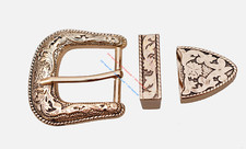 Western Cowboy Gold Floral Engraved Ranger Belt Buckle Set Fits 1-1/8" Strap