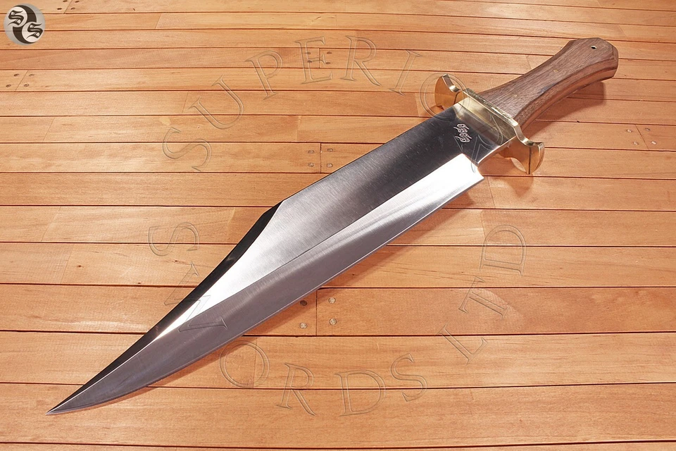 Cuchillo de caza Bowie grande de acero D2 hecho a mano con funda de cuero Foto 2 de 4