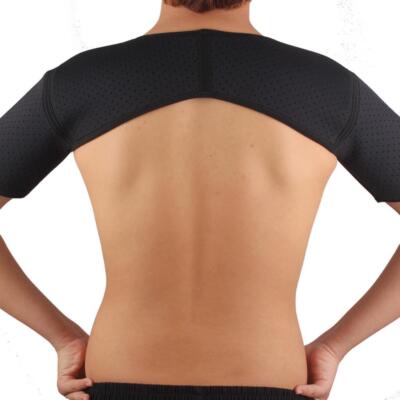 Neopren Doppel Schulterschutz Bandage Stützgurt Wickelgürtel Band schwarz