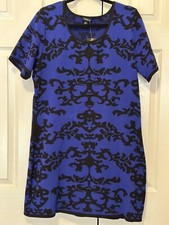 Torrid Dress Women’s Size 3 Blue Baroque Sweater Dress Fitted Bodycon Mini