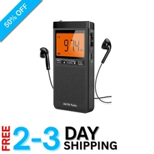 Lightweight Portable AM/FM Radio with 20 Station Presets & Headphones Included