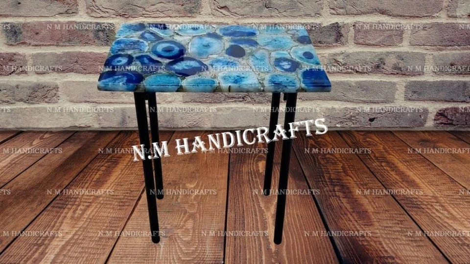 Blue Agate Table Top Agate Coffee Table Agate Side & End Table Agate Console top - Image 4 of 4