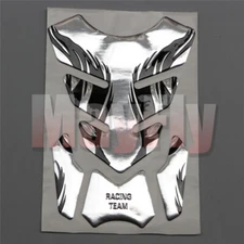 3D Gel Fuel Gas Tank Pad Protector Decal Sticker Chromed Black Tribal Fire