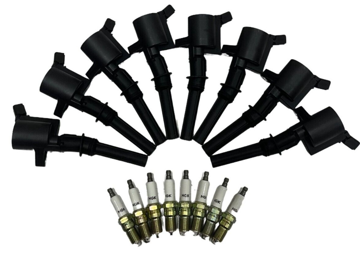 Set Ignition Coils  Spark Plugs Ford F150 F250 F550 E350 4.6 5.4 V8 DG508  NGK