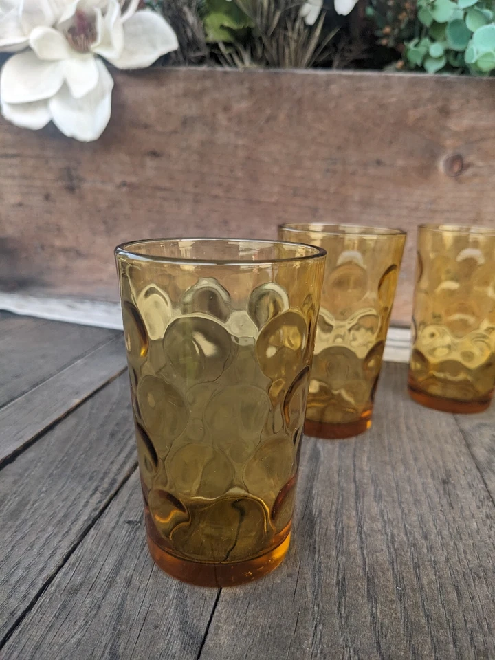 Vintage MCM Hazel-Atlas Amber "El Dorado" 5oz Juice Glasses (8) - Image 3 of 4