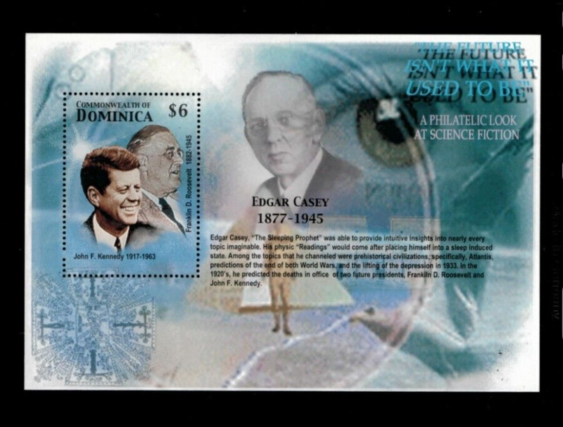 VINTAGE CLASSICS Dominica 2003- Edgar Casey- Souvenir Stamp Sheet Scott 2411 MNH