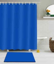 Dark Blue Wave Waterproof Bath Polyester Shower Curtain Liner Water Resistant