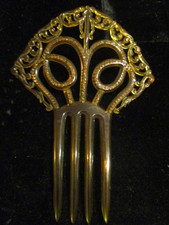 Vintage Estate Celluloid Hair Comb Rhinestone Large 6-7/8" Fan Art Deco Mantilla