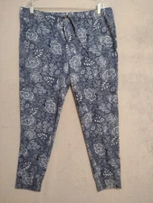 Lucky Brand PJ Pajamas Women’s Blue Paisley Print Pull On-Large-Soft, Cozy- EUC!