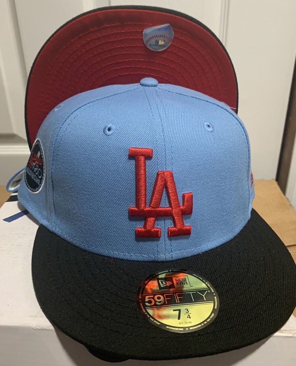 NEW ERA 59Fifty Fitted Hat CAP LOS ANGELES DODGERS POWDER BLUE RED - Main Image
