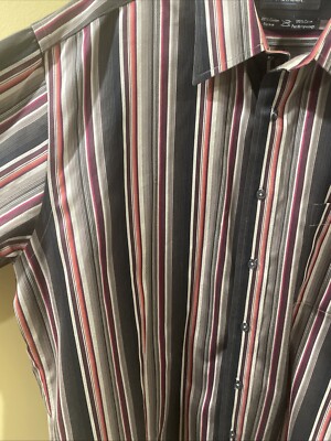 leo chevalier dress shirts Leo Chevalier Design Mens Long Sleeve Button Up Multicolor Striped Shirt Large