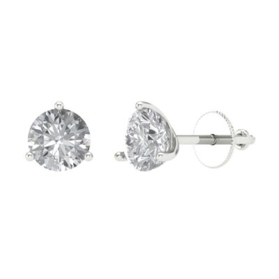 2 ct Round Cut Solitaire Stud anniversary Earrings 3-prong 14k White gold