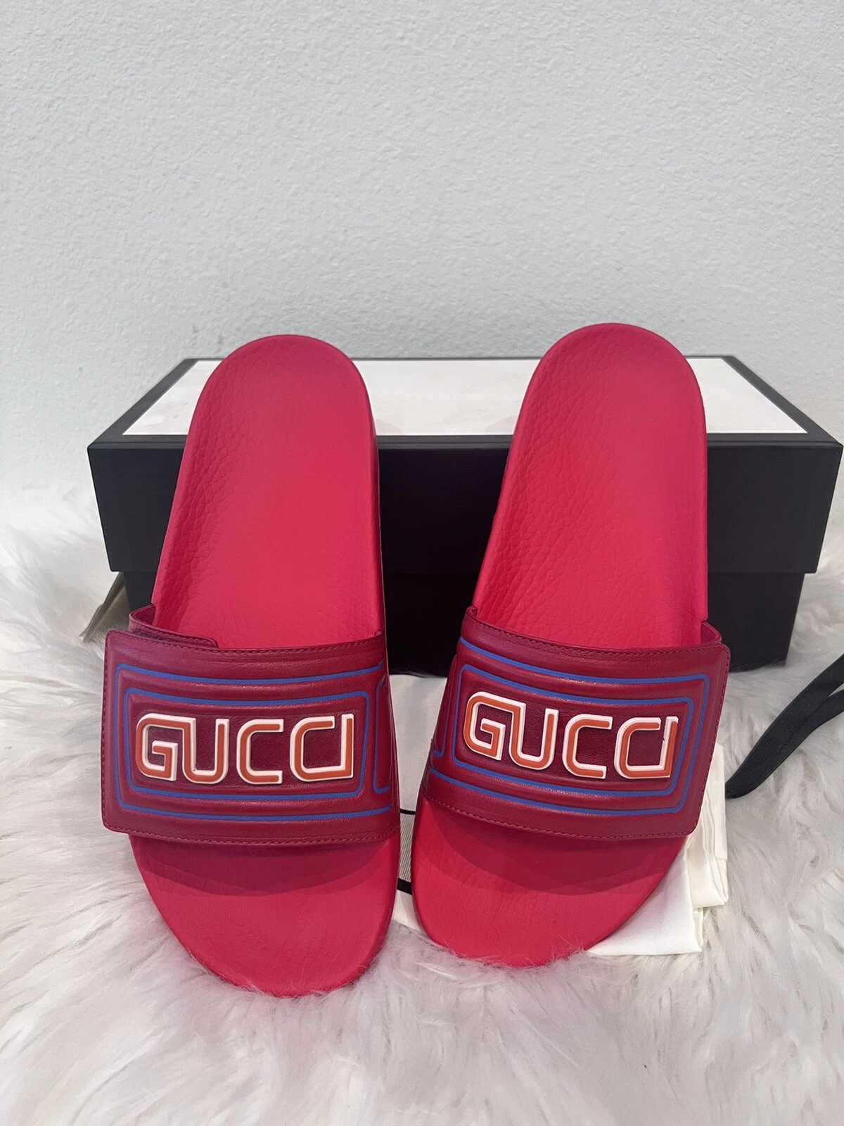 Sandale de piscine Gucci homme logo GG Supreme Web Pursuit neuve dans sa boîte (Gucci 6/US 6,5)