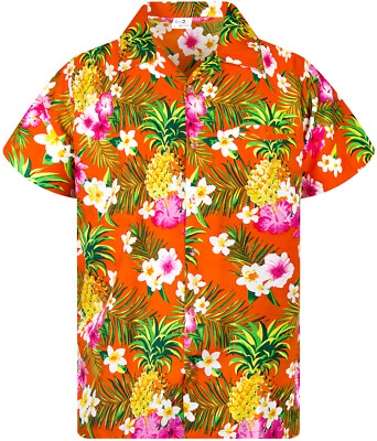 Funky Hawaiihemd Herren Kurzarm  Hawaiian Shirt Ananas Blumen viele Farben