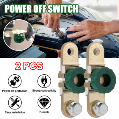 2PCS Battery Terminal Quick Disconnect Switch Side Post Car Battery Shut/Cut Off