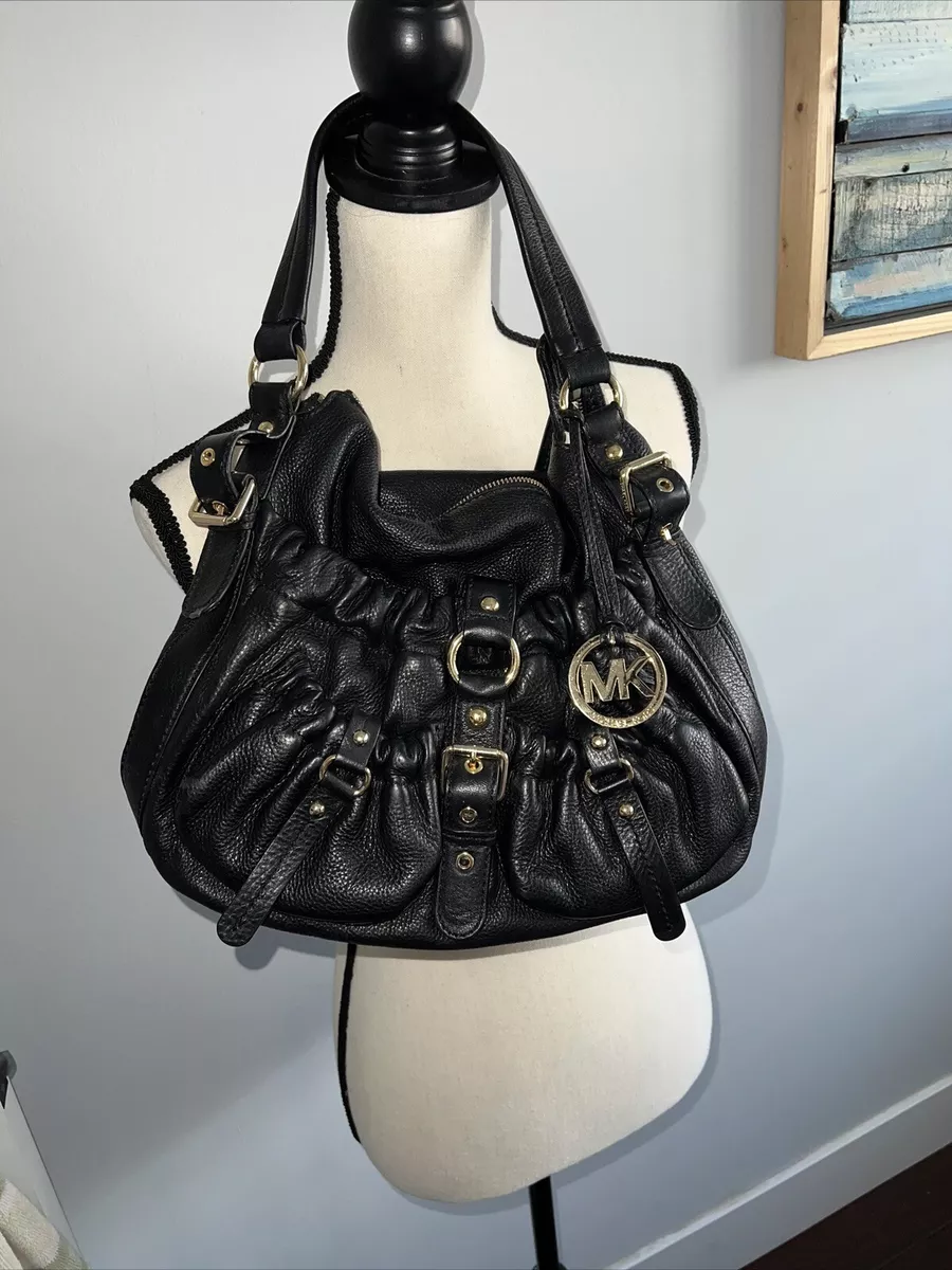 Michael Kors Jennings black Leather Hobo Bag gold trim