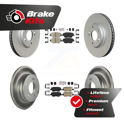 Front Rear Ceramic Pad Coated Brake Rotor Kit For 2016-2016 Kia Optima Hybrid EX