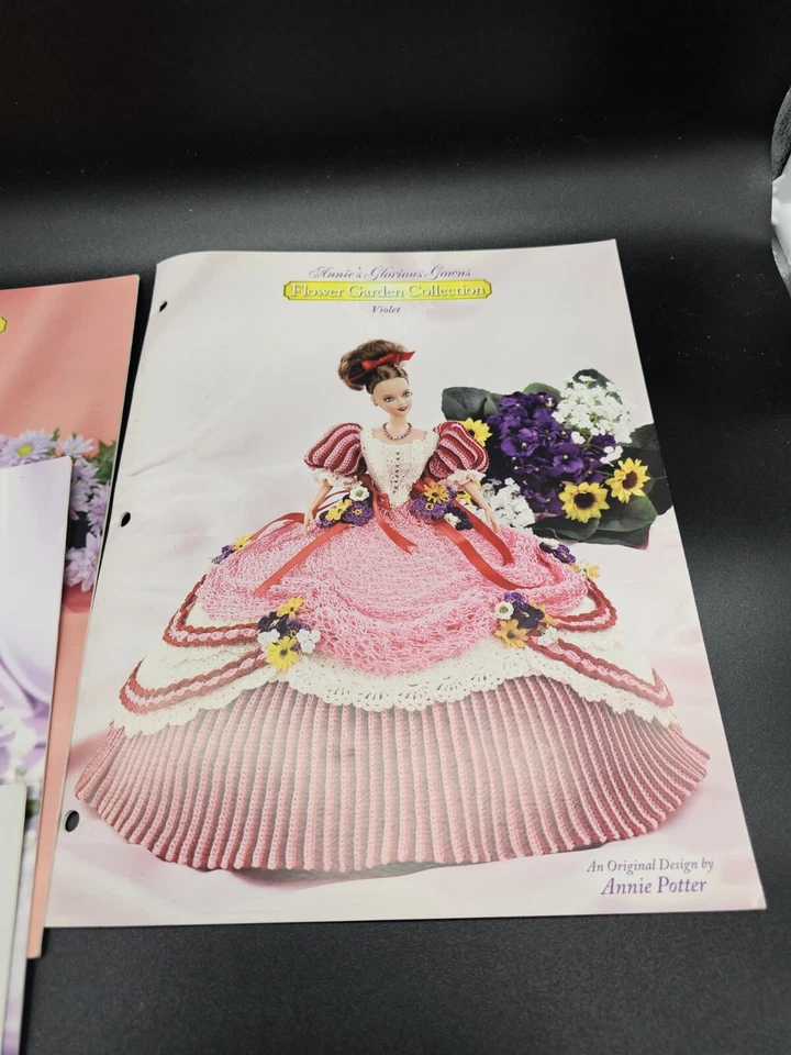 Annie's Glorious Gowns Gown Crochet Pattern Lot Of 7 Flower Garden Collection - Image 4 of 4