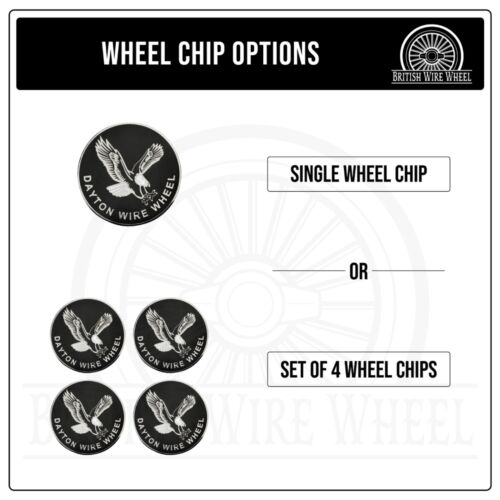 Dayton Eagle Chrome & Black Metal Wheel Chip Emblems | 2.25" | Set or Single - Picture 2 of 21