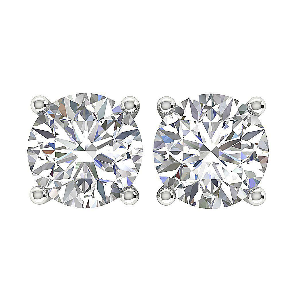4 Prong Set I2 I 1.10 Ct Round Diamond Solitaire Studs Earrings