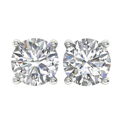 4 Prong Set I2 I 1.10 Ct Round Diamond Solitaire Studs Earrings