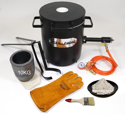 FB2Mb 10KG GAS METAL MELTING FURNACE Propane Forge Copper Brass Crucible Tongs